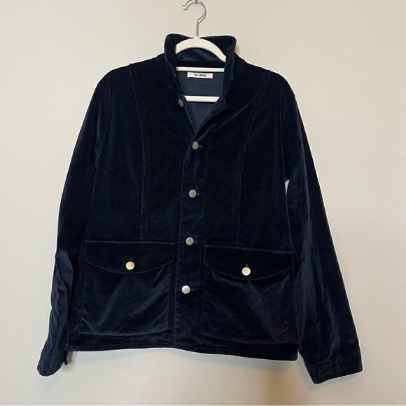 Re/Done VELVET CHORE JACKET in Navy Blue - Picture 5 of 11